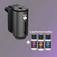 PACHET DIFUZOR AMOS MINI NEGRU + 3 PARFUMURI CADOU