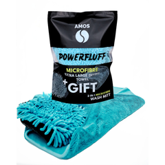 Super Dry: 2 Prosoape Ultra absorbante 1000GSM albastru + 2 Mănuși CADOU + detergent Fiber Glow