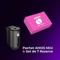 PACHET AMOS MINI PINK - DIFUZOR NEGRU DE PARFUM + SET PINK CU 7 PARFUMURI DE REZERVĂ