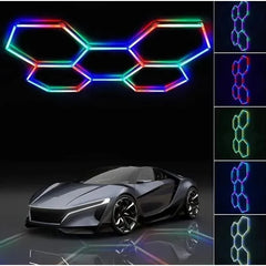 Lumini garaj HoneyComb LED RGB, 5 x Hexagon, Tip Lumina Multicolor, Controler Digital