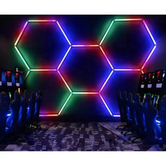 Lumini garaj HoneyComb LED RGB, 5 x Hexagon, Tip Lumina Multicolor, Controler Digital