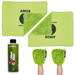 Super Dry: 2 Prosoape Ultra absorbante 1000GSM verde + 2 Mănuși CADOU + detergent Fiber Glow