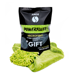 Super Dry: 2 Prosoape Ultra absorbante 1000GSM verde + 2 Mănuși CADOU + detergent Fiber Glow
