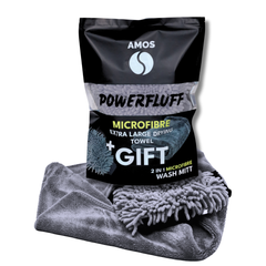 Super Dry: 2 Prosoape Ultra absorbante 1000GSM gri + 2 Mănuși CADOU + detergent Fiber Glow