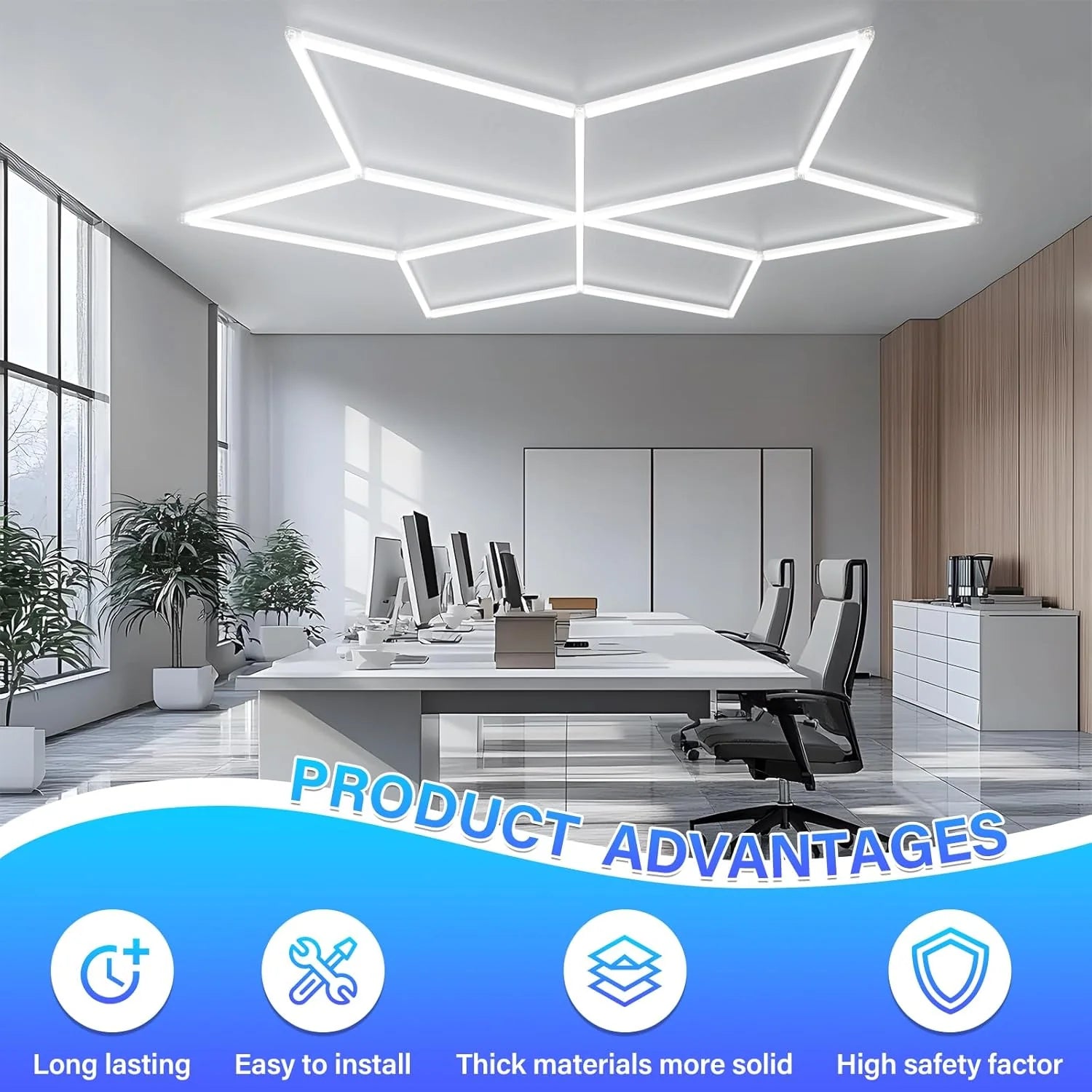 Lumini garaj HoneyComb LED, Forma Stea, Lumina Rece, 6500K, 126W