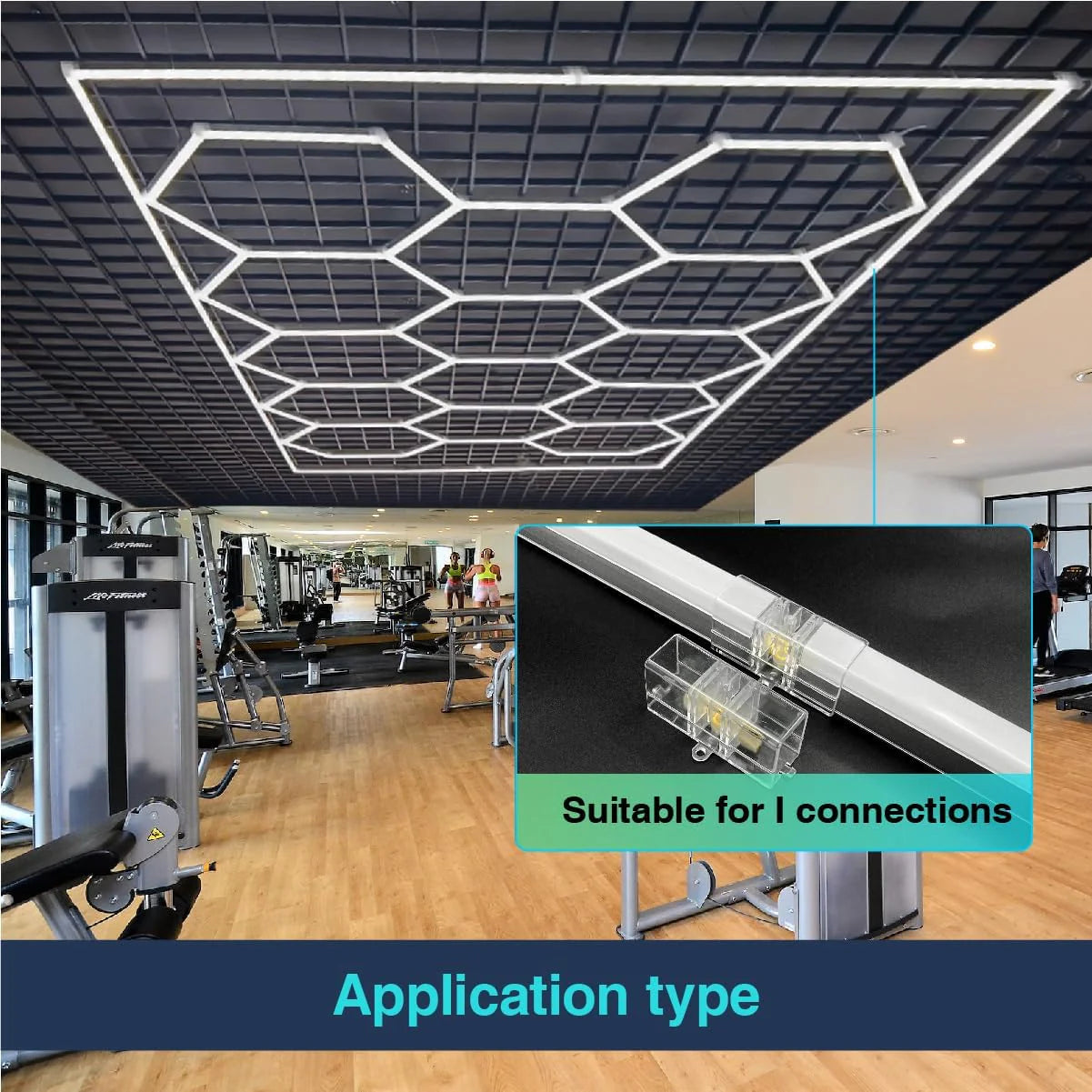 Lumini garaj HoneyComb LED, 14 x Hexagon, Lumina Rece, 6500K, 672W