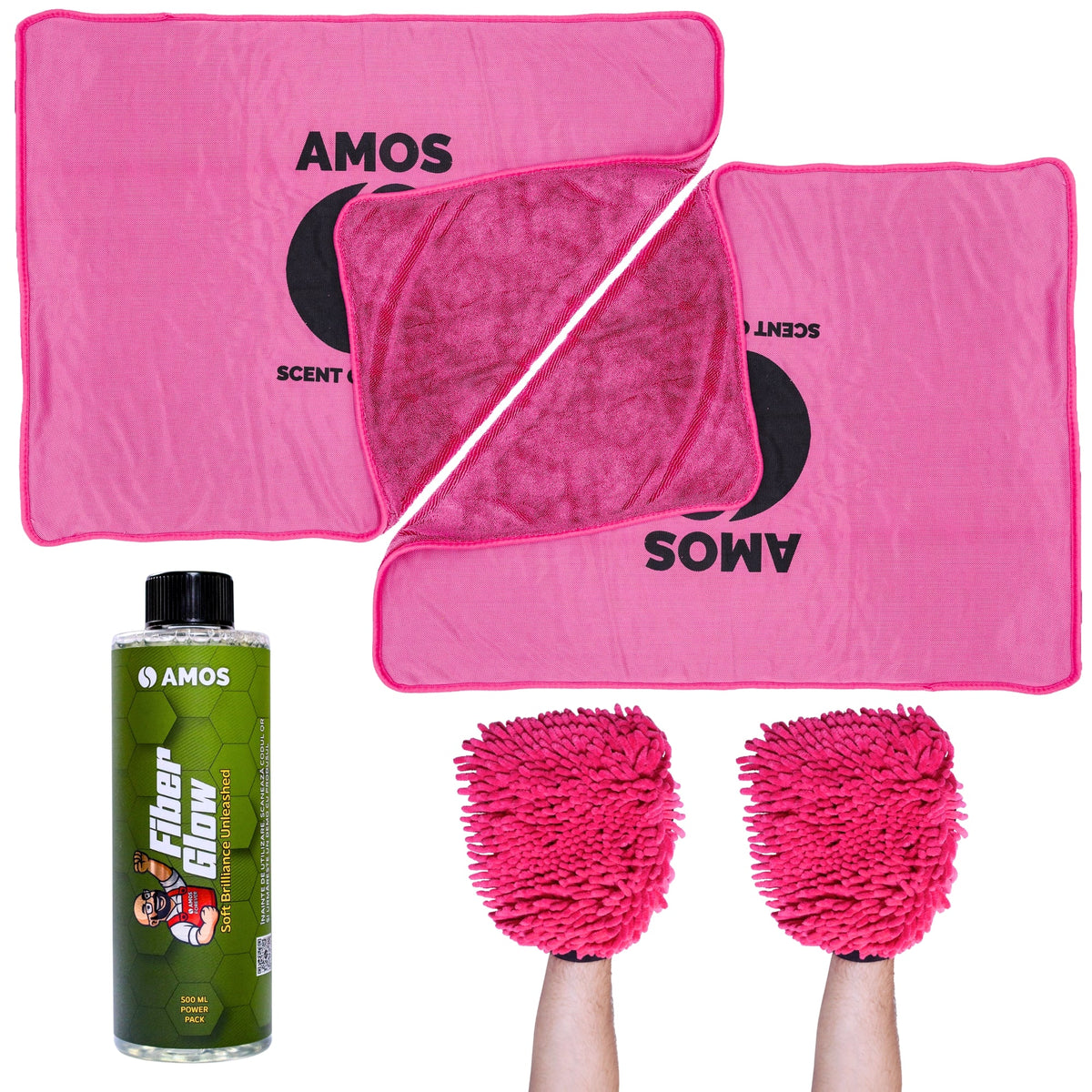 Super Dry: 2 Prosoape Ultra absorbante 1000GSM roz + 2 Mănuși CADOU + detergent Fiber Glow