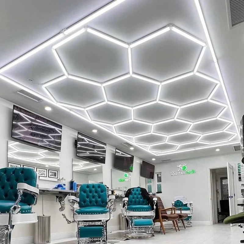 Lumini garaj HoneyComb LED, 14 x Hexagon, Lumina Rece, 6500K, 672W