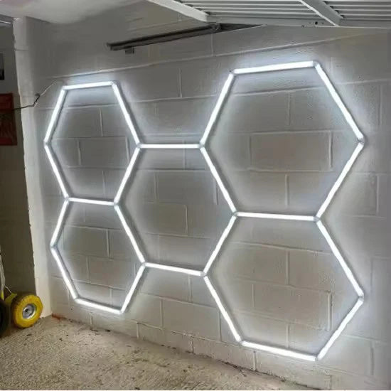Lumini garaj HoneyComb LED, 5 x Hexagon, Lumina Rece, 6500K, 192W