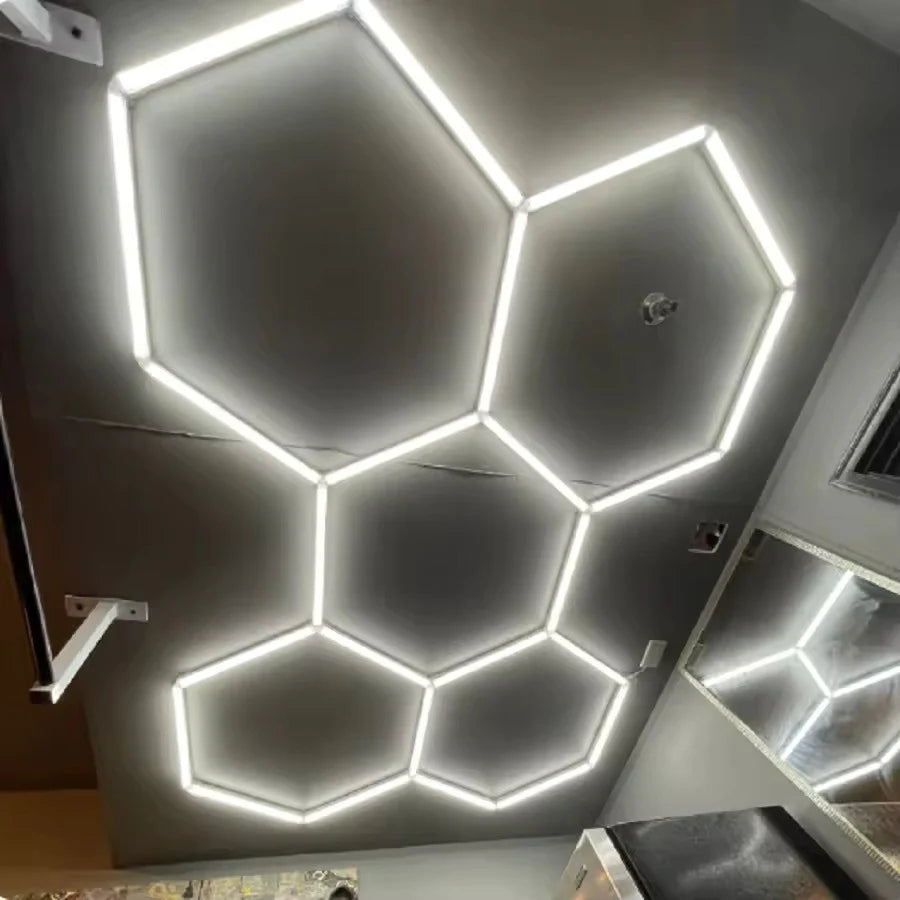 Lumini garaj HoneyComb LED, 5 x Hexagon, Lumina Rece, 6500K, 192W