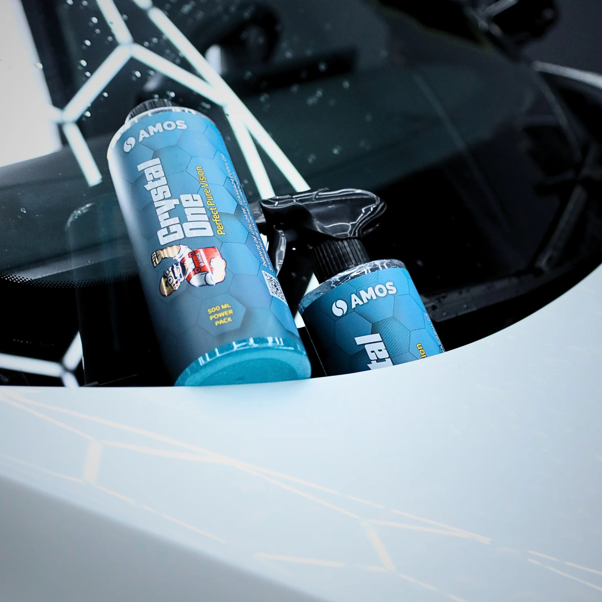 AMOS CRYSTAL ONE – GEL CURĂȚARE GEAMURI ȘI OGLINZI AUTO 500 ML
