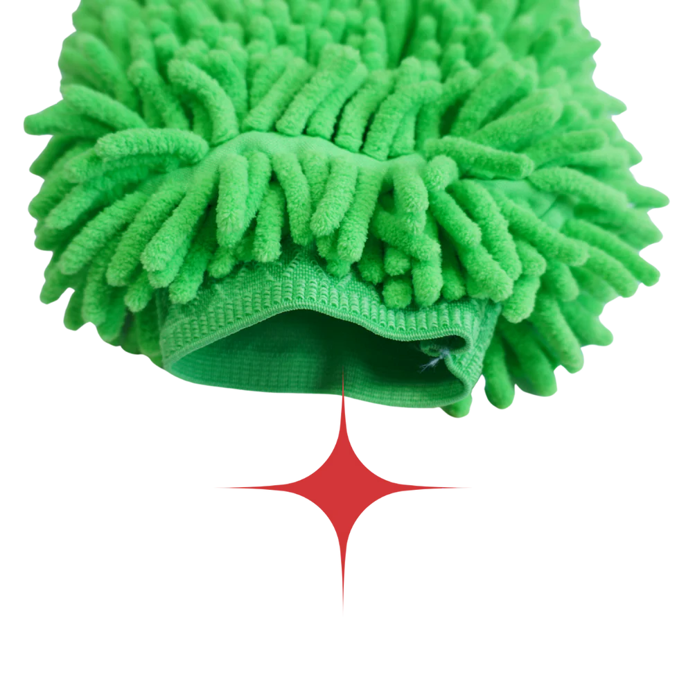 Mănușă Spălare Auto Chenille – Verde (izolată pe interior)
