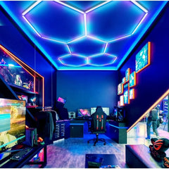 Lumini garaj HoneyComb LED RGB, 5 x Hexagon, Tip Lumina Multicolor, Controler Digital