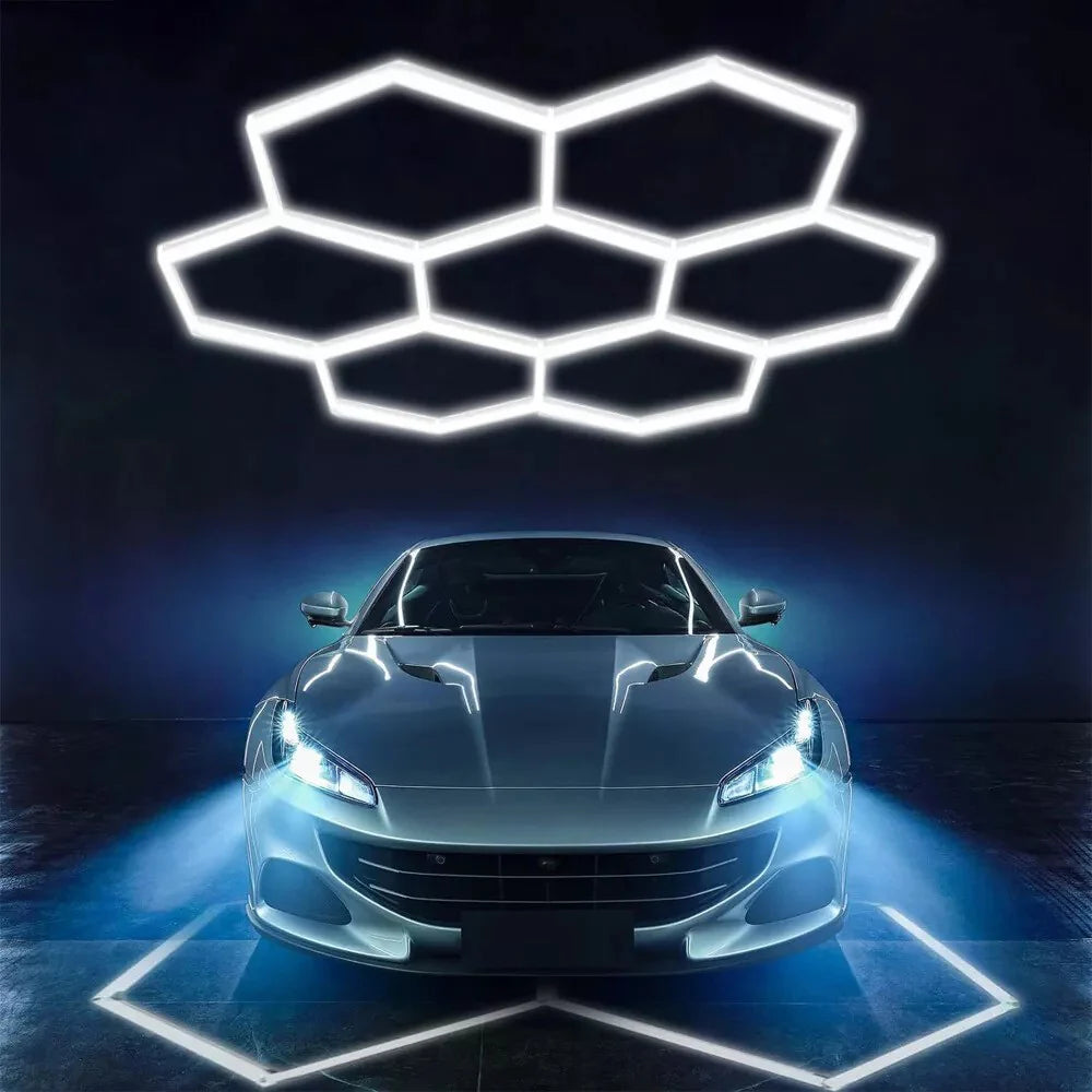 Lumini Garaj HoneyComb LED, 7 x Hexagon, Lumina Rece, 6500K, 240W