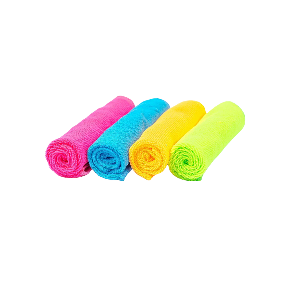Set 4 Lavete din Microfibra 30x30 cm – Multicolor (roz, albastru, galben, verde)